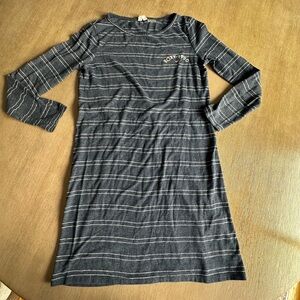 Roxy Charcoal and White Striped Dress girls 14 EUC